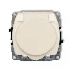 TREND Mechanizm gniazda bryzgoszczelnego z uziemieniem SCHUKO 2P+Z (klapka beżowa, przesłony torów prądowych) beżowy