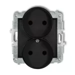 ICON Mechanizm gniazda podwójnego do ramki bez uziemienia 2x2P (przesłony torów prądowych) czarny mat