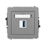DECO Mechanizm gniazda pojedynczego USB A-A 3.0 szary mat