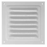 osłona wentylacyjna metalowa 200x200 mm z siatką, biała