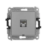 ICON Mechanizm gniazda komputerowego pojedynczego 1xRJ45, kat. 6, ekranowany, 8-stykowy, bez pola opisowego szary mat