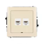DECO Mechanizm gniazda komputerowego podwójnego 2xRJ45, kat. 6A, 8-stykowy, bez pola opisowego beżowy