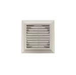 kratka wentylacyjna 140x140 mm z siatką i kołnierzem okrągłym fi 100 mm, satyna