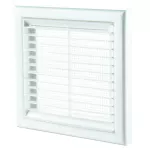 kratka wentylacyjna 187x187 mm z siatką i kołnierzem fi 125 mm, biała