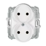 ICON Mechanizm gniazda podwójnego do ramki bez uziemienia 2x2P (bez przesłon torów prądowych) biały mat
