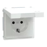 SCHUKO gniazdko elektryczne, w. hng.lid, IP44, zamknięty., screwl. term., lotus white, Sys. Des.