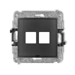 ICON Mechanizm gniazda multimedialnego podwójnego bez modułu, bez pola opisowego (standard Keystone) grafitowy