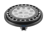 ŹRÓDŁO ŚWIATŁA LED, ES111, 12W, 12XPOWER LED, CZARNA, CIEPŁY BIAŁY,GU10, 3000K, KĄT ŚWIECENIA 45*, ZASILANIE 230V, 950lm, SZYBKA PRZEZROCZYSTA, WYS. 65mm