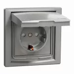 Asfora, gniazdo pojedyncze schuko, IP44, aluminium