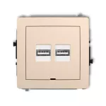 DECO Mechanizm ładowarki USB podwójnej 2xUSB A, 15,5W max., 5V, 3.1A, bez pola opisowego beżowy