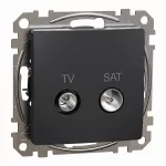 Gniazdo TV/SAT przelotowe (7dB), Sedna Design & Elements, czarny antracyt