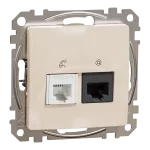 Gniazdo komputerowo-telefoniczne (RJ45 kat.5e UTP + RJ11), Sedna Design & Elements, beżowy