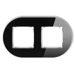 ICON Ramka uniwersalna podwójna okrągła - efekt szkła (ramka: czarna; spód: grafitowy mat) czarny