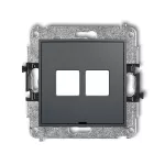 ICON Mechanizm gniazda multimedialnego podwójnego bez modułu, bez pola opisowego (standard Keystone) grafitowy mat