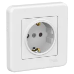 Gniazdo schuko 2P+PE, z przesłonami, DIY, białe