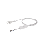 Przewód przyłączeniowy z przełącznikiem z zalewaną wtyczką płaską biały PVC 250V~/2,5A 2x0,75mm² - 2m S-13W-0,75-2-1
