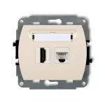 TREND Mechanizm gniazda pojedynczego HDMI 2.0, 4K + gniazda komp. poj. 1xRJ45, kat. 5e, 8-stykowy beżowy