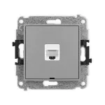 ICON Mechanizm gniazda komputerowego pojedynczego 1xRJ45, kat. 6, 8-stykowy, bez pola opisowego szary mat
