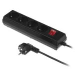 PS-470WS/1,5 Przedłużacz z czterokrotnym gniazdem z wyłącznikiem; 4x2p+Z, 10A; 1,5m; czarny