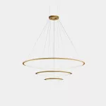 Pendant Circular Inward 3 Rings (ø1200 ø900 ø600) LED 159W LED warm-white 3000K 0-10V Gold 9199lm CD4L-00W9AZRUEF