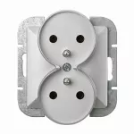 PT-6PR/M Gniazdo wtyczkowe podwójne-PERŁA- p/t 2x2p+Z 16A, 250V do systemu ramkowego; srebrny