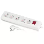 PS-570SWS/1,5/1,5 Przedłużacz z pieciokrotnym gniazdem z wyłacznikiem; Schuko 3x2p+Z Schuko, 3x1,5; 16A; 1,5m; biały