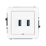 DECO Mechanizm gniazda podwójnego 2xUSB A-A 3.0, bez pola opisowego biały