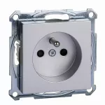 Gniazdo wtykowe z uziemieniem i przesłoną, zaciski śrubowe, aluminium, system M