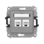 ICON Mechanizm gniazda komputerowego podwójnego 2xRJ45, kat. 6, 8-stykowy szary mat