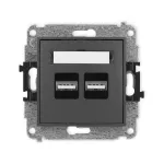 ICON Mechanizm ładowarki USB podwójnej 2xUSB A, 15,5W max., 5V, 3.1A grafitowy mat