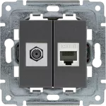 DANTE Gniazdo TV typu F + RJ45 kat. 5e GRAFIT