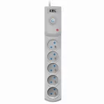AX5/PRO/1,5M Listwa zasilająca z bezpiecznikiem i układem przeciwprzepięciowym professional, 5 gniazd, długość 1,5m, 10A, 230V, 2300W, szary
