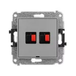 ICON Mechanizm gniazda głośnikowego podwójnego, bez pola opisowego szary mat