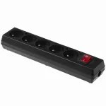 GN-570WS Gniazdo pięciokrotne z wyłącznikiem,5x2p+Z; rozbieralne; czarny