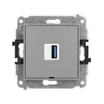ICON Mechanizm gniazda pojedynczego USB A-A 3.0, bez pola opisowego szary mat