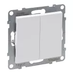 SUNO - Przycisk podwójny - 6 A - 250 V~ - zaciski automatyczne, Biały, Legrand