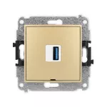 ICON Mechanizm gniazda pojedynczego USB A-A 3.0, bez pola opisowego złoty