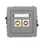 DECO Mechanizm gniazda głośnikowego pojedynczego (typu banan - czerwony i czarny, pozłacany, 4 mm2, skręcany) szary mat