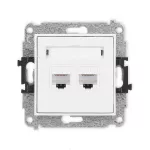 MINI Mechanizm gniazda komputerowego podwójnego 2xRJ45, kat. 6A, 8-stykowy biały