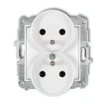 ICON Mechanizm gniazda podwójnego do ramki z uziemieniem 2x(2P+Z) (bez przesłon torów prądowych) biały mat