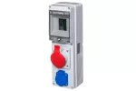 Rozdzielnica RSE01 IP54 okienko inspekcyjne 4 moduły wyposażona w okablowanie do podłączenia zabezpieczeń z gniazdami: 1x16A 3P+N+Z 400V~ 1x16A 2P+Z 250V~