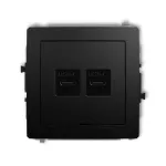 DECO Mechanizm ładowarki USB podwójnej 2xUSB C, 20W max., bez pola opisowego czarny mat