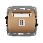 TREND Mechanizm gniazda pojedynczego USB A-A 2.0 złoty metalik