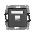 ICON Mechanizm ładowarki USB pojedynczej USB A, 5W max., 5V, 1A grafitowy mat