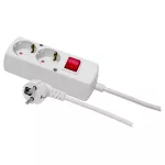 PS-270SWS/1,5/3,0 Przedłużacz z dwukrotnym gniazdem z wyłacznikiem 2x2p+Z; Schuko, 3x1,5; 16A; 3,m; biały