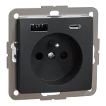 Gniazdo 2P+PE z USB A+C 3A, Sedna Design & Elements, czarny antracyt