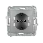 MINI Mechanizm gniazda pojedynczego z uziemieniem SCHUKO 2P+Z (przesłony torów prądowych) srebrny metalik