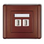 FLEXI Gniazdo podwójne 2xUSB A-A 2.0 brązowy metalik