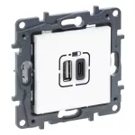NILOE STEP - GNIAZDO USB 3A TYP A+C - MECHANIZM Z PLAKIETKĄ KOLOR BIAŁY, Legrand