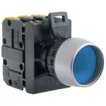 PRZYCISK KRYTY PODŚW.NIEBIESKI 1ZW.1ROZ. PIERŚCIEN NIKLOWANY ST22-KLN-11-230-LED\MBY